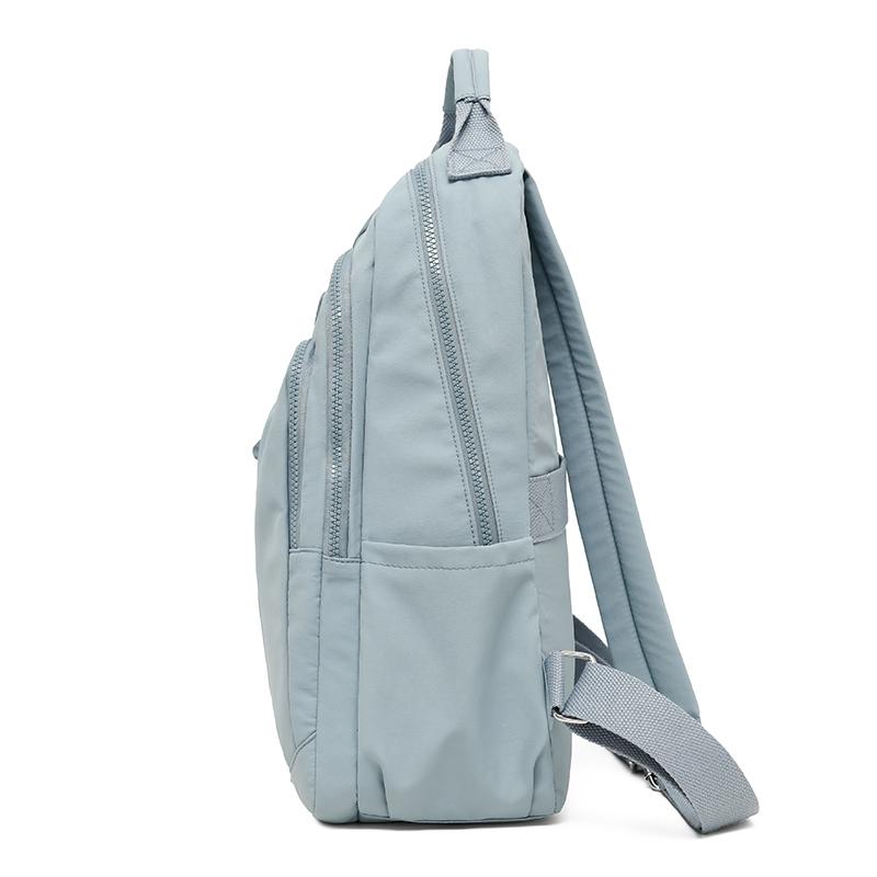 Women's Backpack Solid Color Nylon Backpack Large Capacity Water-repellent Student Schoolbag