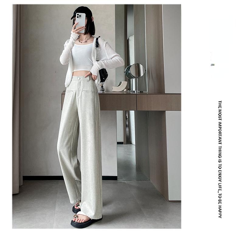 Light and Breathable  Suit Pant for Women with Relaxed Wide-leg Trousers