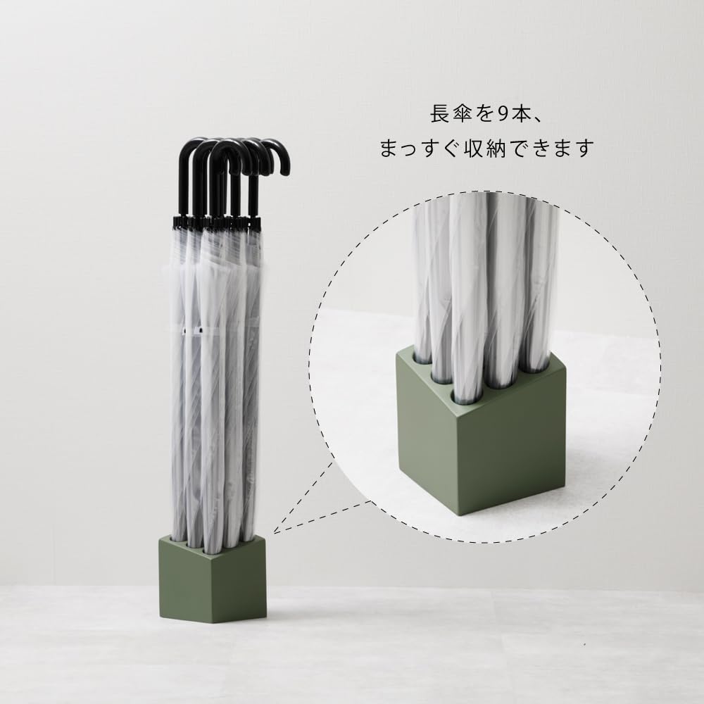 ideaco CUBE Stone Sand Black Umbrella Stand, 9-Holder Capacity, 14cm Wide x 14cm Deep x 17.5cm High