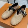 Fashion High Quality Woven Flat Ballet Shoes Women Fashion Double Buckle Brand Designer Shoes Cozy Shallow Casual Shoes Zapatos De Mujer