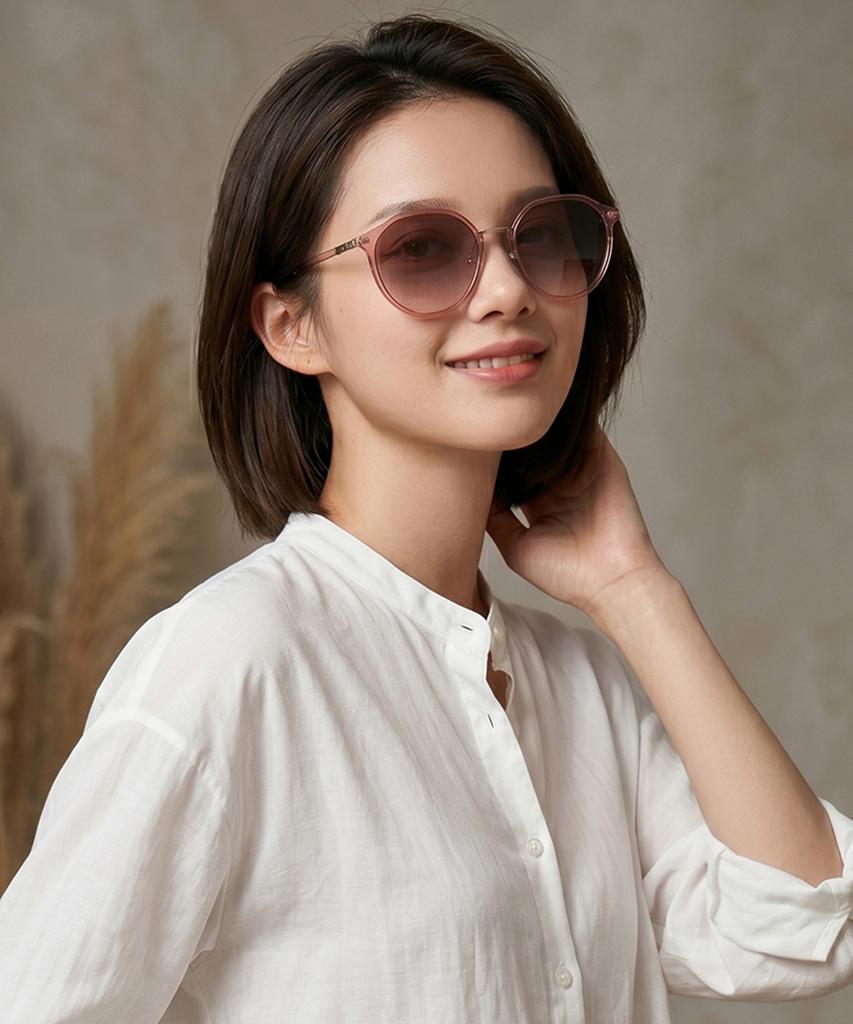 Tuditeo Lun Round Combination Nylon Lens Uv Protection Sunglasses C4 Light Pink