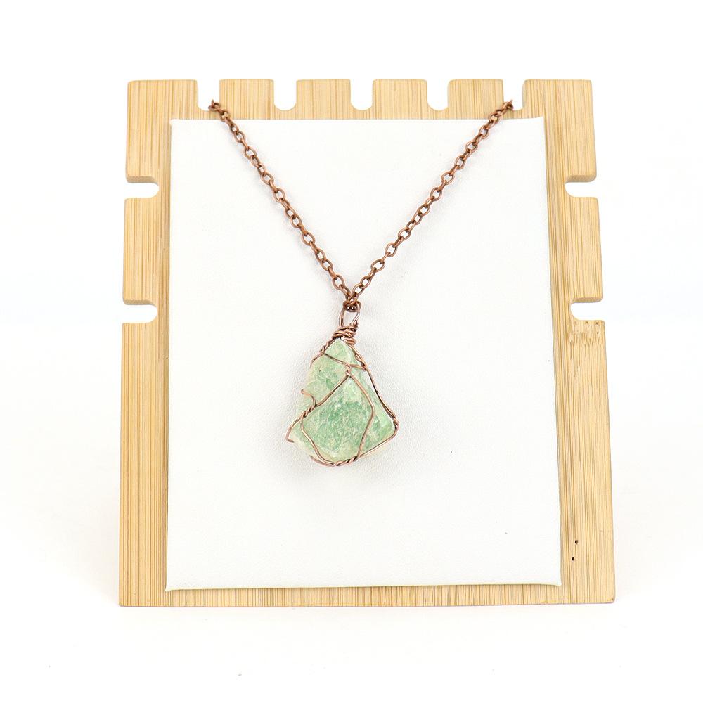 Irregular Natural Crystal Amethyst Rough Stone Pendant Handmade Silk Mesh Pocket Necklace N652