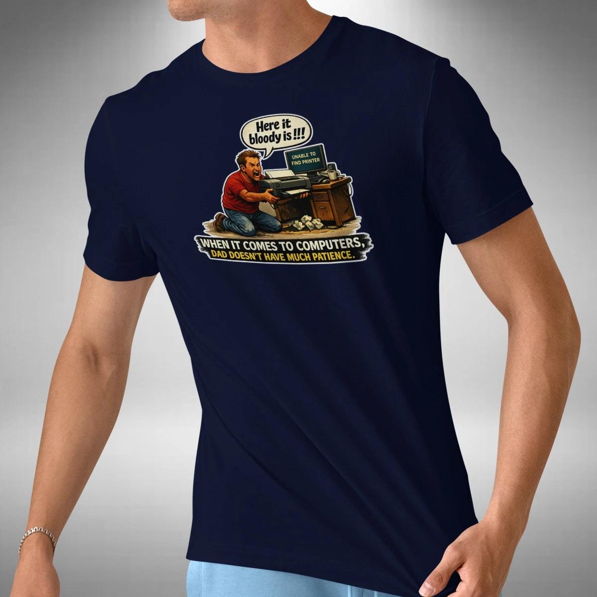 Tech Dad T-Shirt Funny Computer Printer Problem Fathers Day Sizes Small to 5XL XL