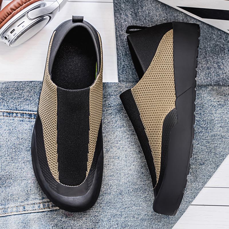 Fashion 2025 Spring New Men's Shoes Breathable Anti-Odor Mesh Face Shoes Non-Slip Sports Shoes Black Soft Bottom Dad Shoe