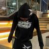 Star letter 3D printed hooded sweater men's and women's European and American hip-hop sweatshirt loose coat set