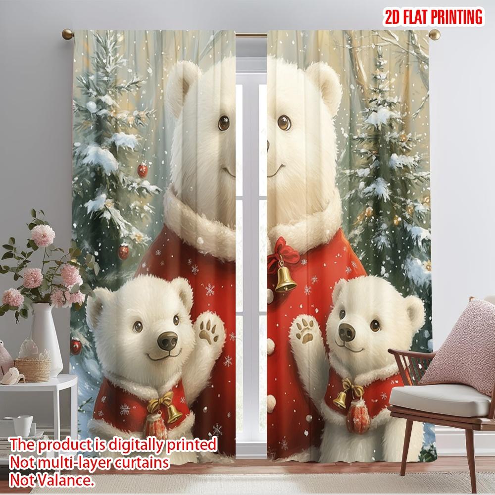 

2pcs,2D plane printing Minimalist Curtains Cute polar bears winter Christmas Versatile Durable Polyester (without rod) 52.50×116.00 CM 2pcs