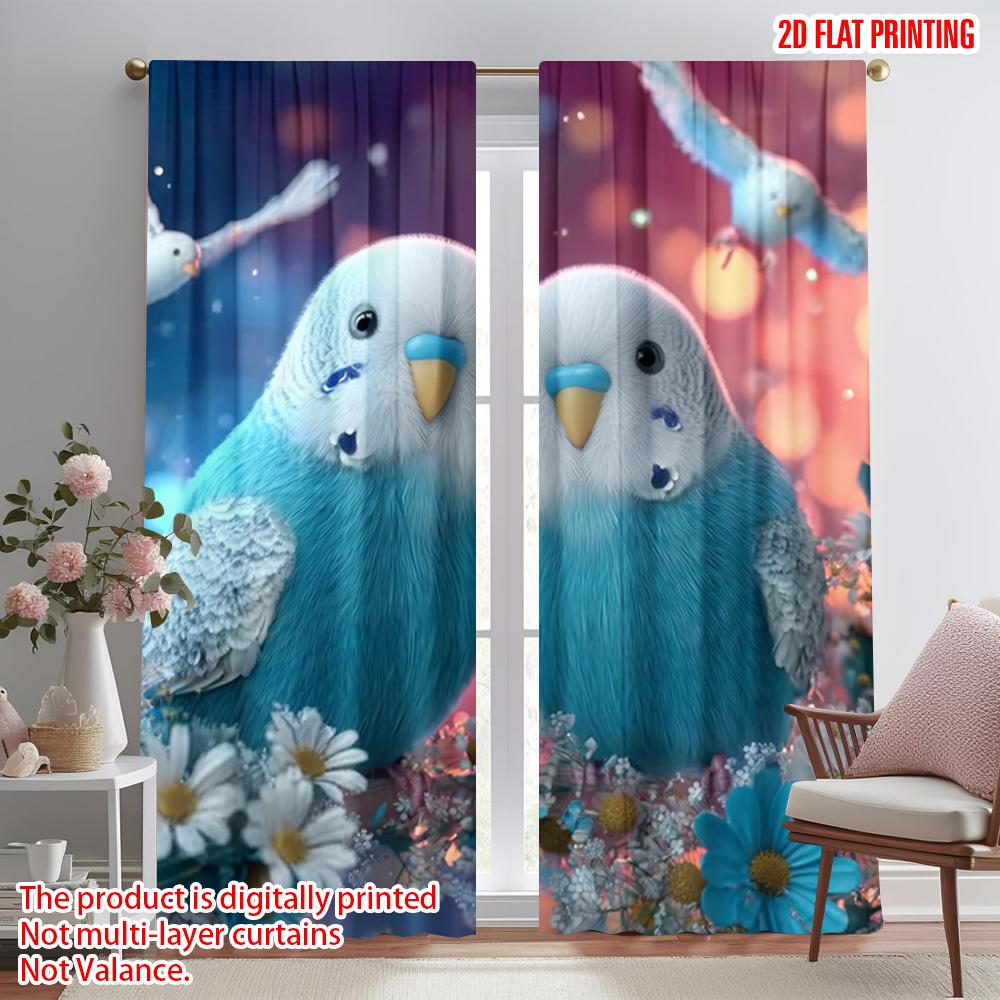 2pcs   plane printing Popular Curtains Two parrots Versatile Fabric (without rod) All Seasons for Living Room   Home Decoration