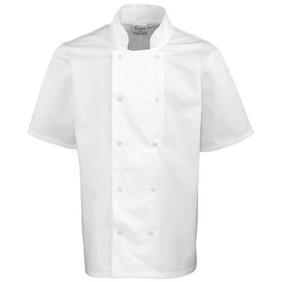 Premier Unisex Studded Front Short Sleeve Chefs Jacket (Pack of 2)