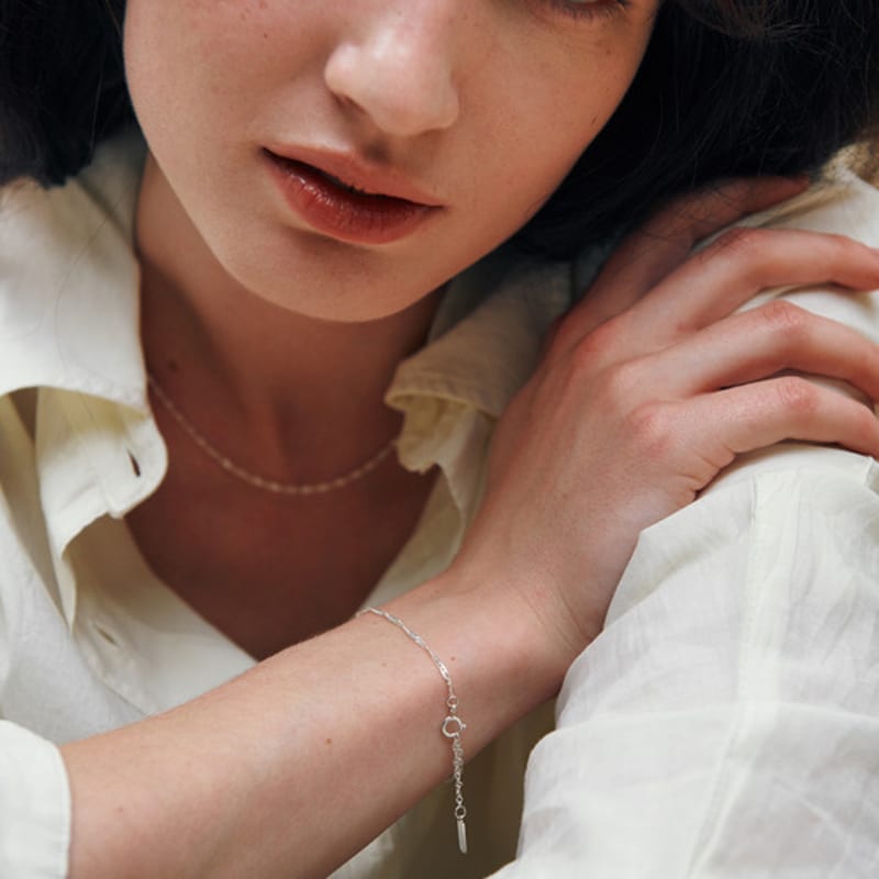 green [925 silver] Eight.silver.88 / twisted bracelet