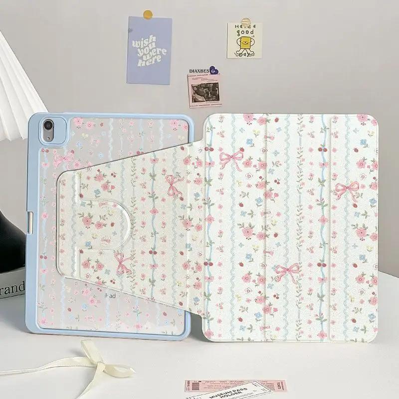 360 Degree Rotation Smart Cover for IPad 10.2 Case 7/8/9th Generation 2018 9.7 5/6th IPad Mini6 Air 4/5 10.9 2020 Pro 11 Floral