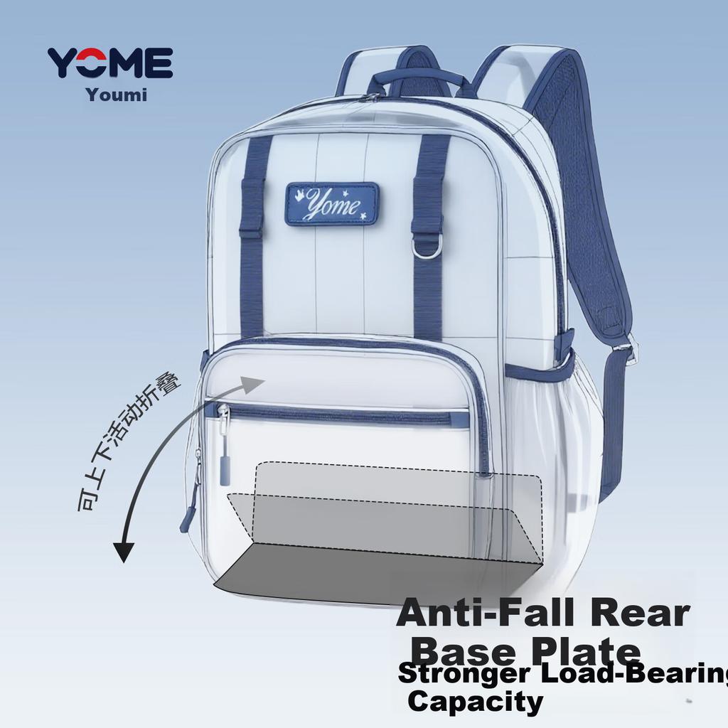 YOME Elementary School Backpack for Grades 1-3 Boys and Girls Lightweight Load-Reducing Navy Blue Shoulder