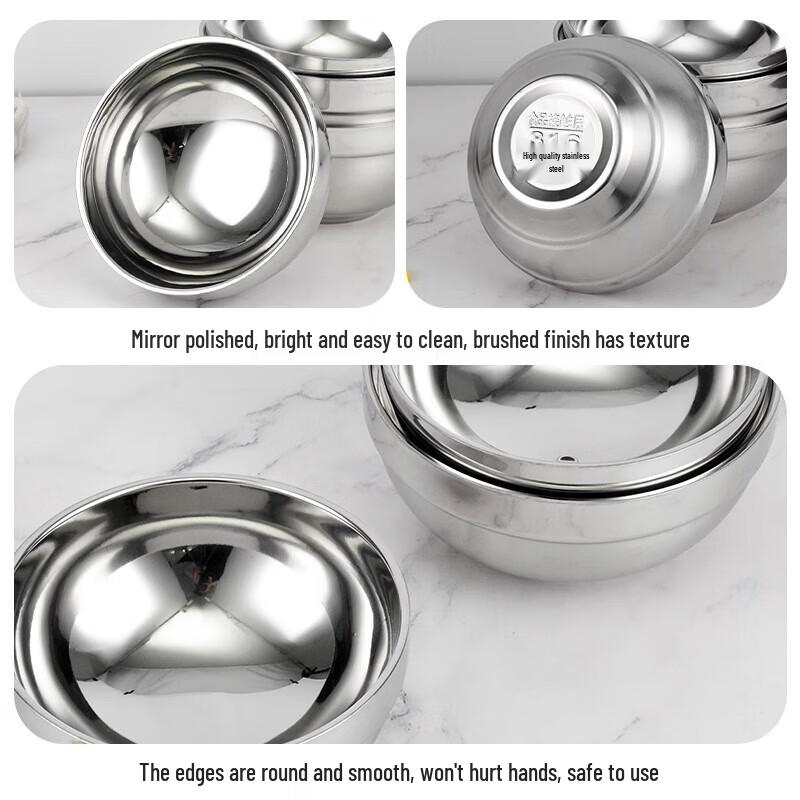Zhizhou 316 Stainless Steel Double-Walled Thermal Insulated Bowls