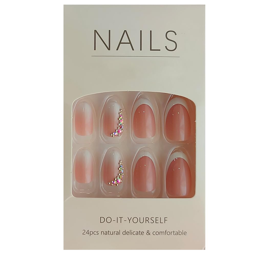 S.A.V.I 24Pc Nude Ombre Round Fake Nails Set: Elevate Your Nail Game Effortlessly