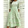 Women's Crew Neck Long Sleeve Loose Fit A-Line Midi Dress Casual 3D Floral Print