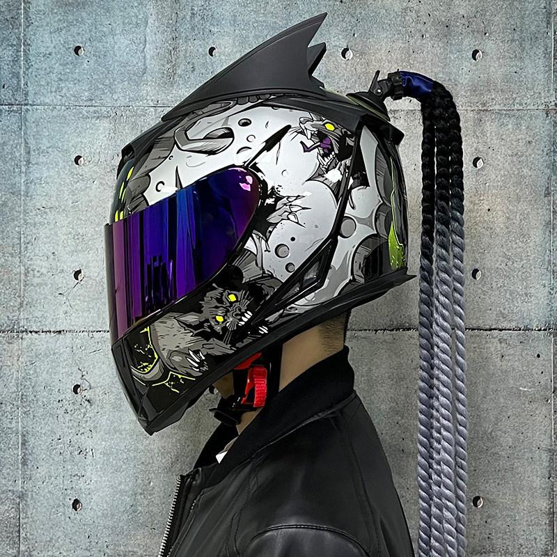 Jiekai Electric Vehicle Bike Helmet Men's and Women's Full Helmets Four Seasons Double Mirror Bluetooth Personalized Helmet Grey Party