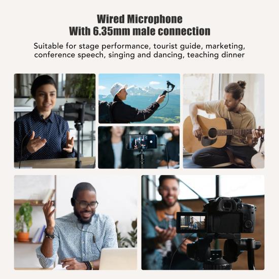 Microfon cu cârlig de ureche de 6,35 mm, ergonomic dinamic, microfon cu căști cu fir de 16,4 ft pentru difuzoare de karaoke, amplificatoare, predare 