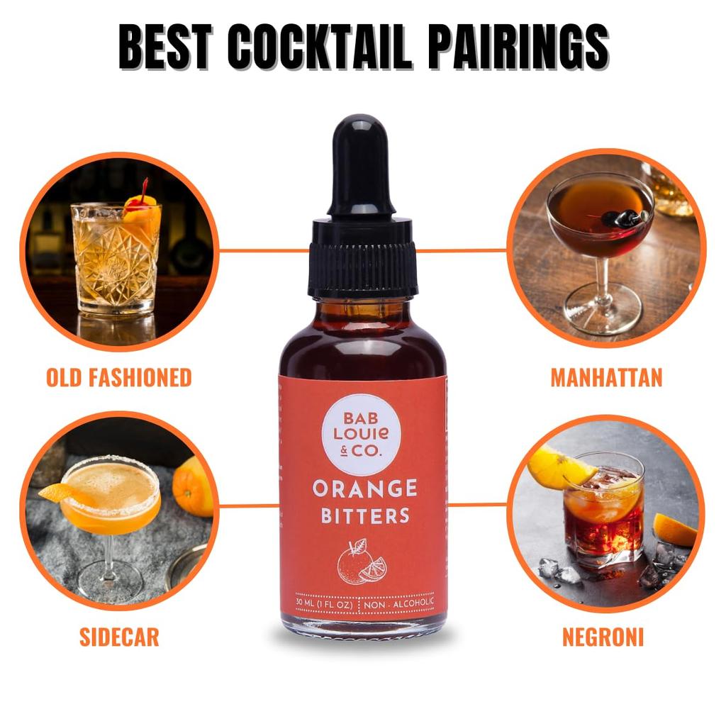 Bab Louie & Co. Orangen-Bitters für Cocktails, Indiens erster alkoholfreier preisgekrönter Bitter, 100 % natürlich hergestellt mit echten Früchten, Kräutern & Gewürzen