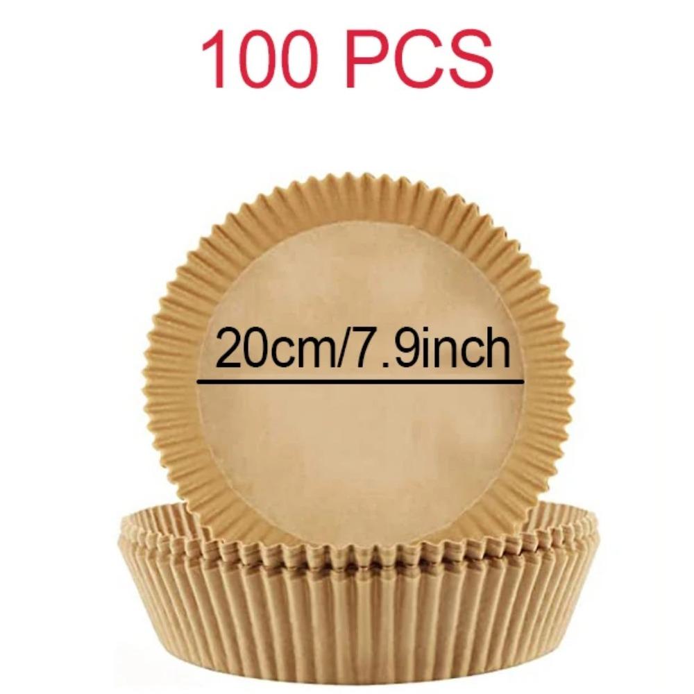 Large Air Fryer Paper Liner 23cm Square/Round Oil-proof Disposable Parchment Special Paper Tray Baking Mat Air Fryer Accessories