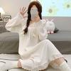 5XL Plus Size Long Sleeve Nightdress Women Spring and Autumn Ins Princess Long Loungewear Soft Comfortable Sleepwear Home Dress