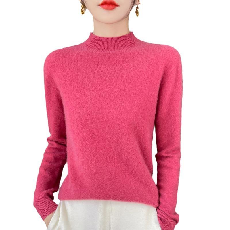 Seamless One-line Ready-to-wear Wool Sweater Half Turtleneck Knitted Bottoming Fashion Versatile Warm Sweater Autumn and Winter New Style