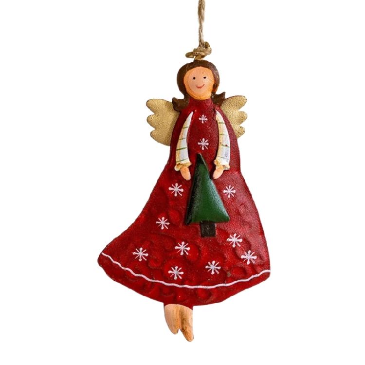 Classical Iron Angel Ornament For Christmas Tree Decorating Retro Style Home Holiday Accent Angel Iron Wall Hanging