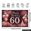 2D Rose Gold Balloon & Fireworks 60th Birthday Backdrop for Photo Booth