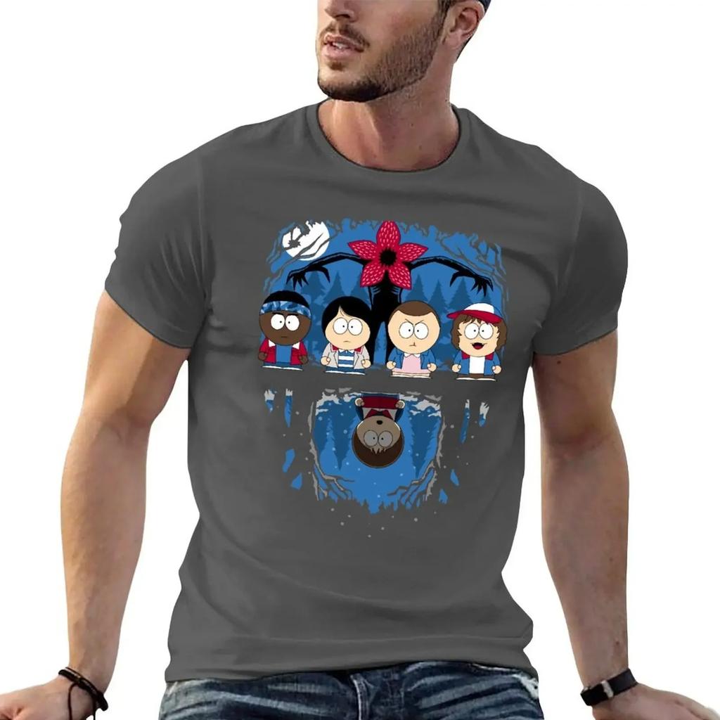 Stranger Park T-Shirt Rohlinge Vintage Kleidung Hemden Grafik-T-Shirt Herren Y2k Kurze Ärmel Klassisch Streetwear Trendig Baumwolle