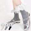 White Embroidered JK Cotton Socks Ballet Style Women Hosiery Elastic Ruffle Socks  Women