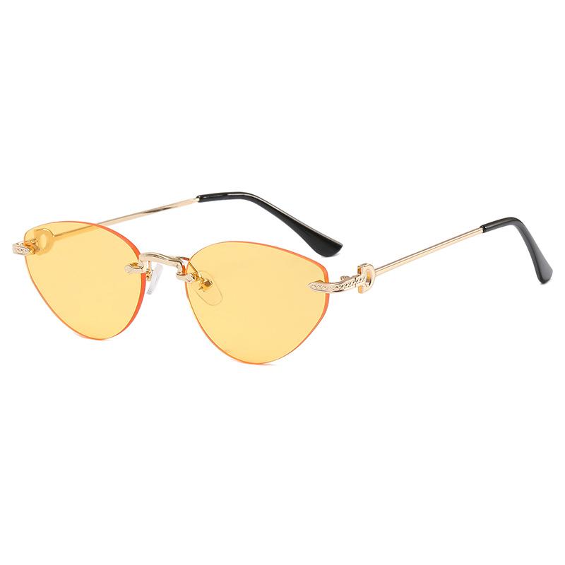 Cat Eye Shape Rimless Sunglasses For Woman European American Style Sun Glass For Men Vacation Travelling Female Sunglass