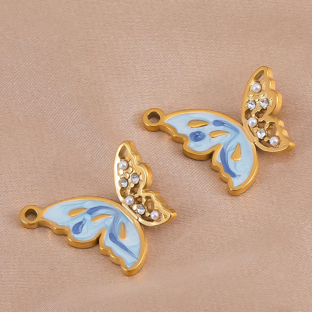 

New Stainless Steel Butterfly Pendant Multi-color Pendant for DIY Jewelry Making Accessories Earring Pendant Base