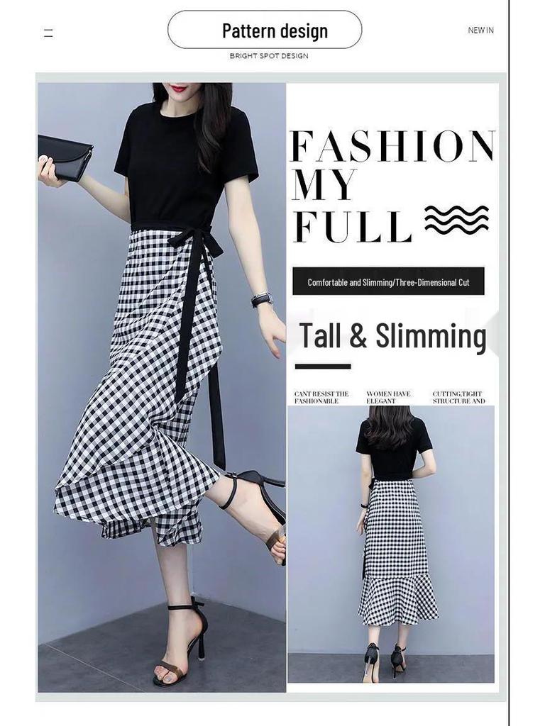 Elegant Plaid Suit Dress 2026: Women's Waist-Cinched Two-Piece Set