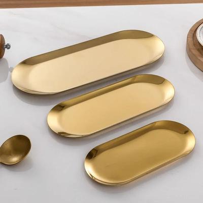 Stainless Steel Dining Plate Storage Tray Western Steak Kitchen Dishes Dessert Snack Plates Trays Decorative Home Accessories