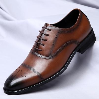 Fashion High End Brand Men's Leather Casual Shoes Lace Up Pointed Business Interview Shoes Men's Banquet Dress Shoes Massage Soles