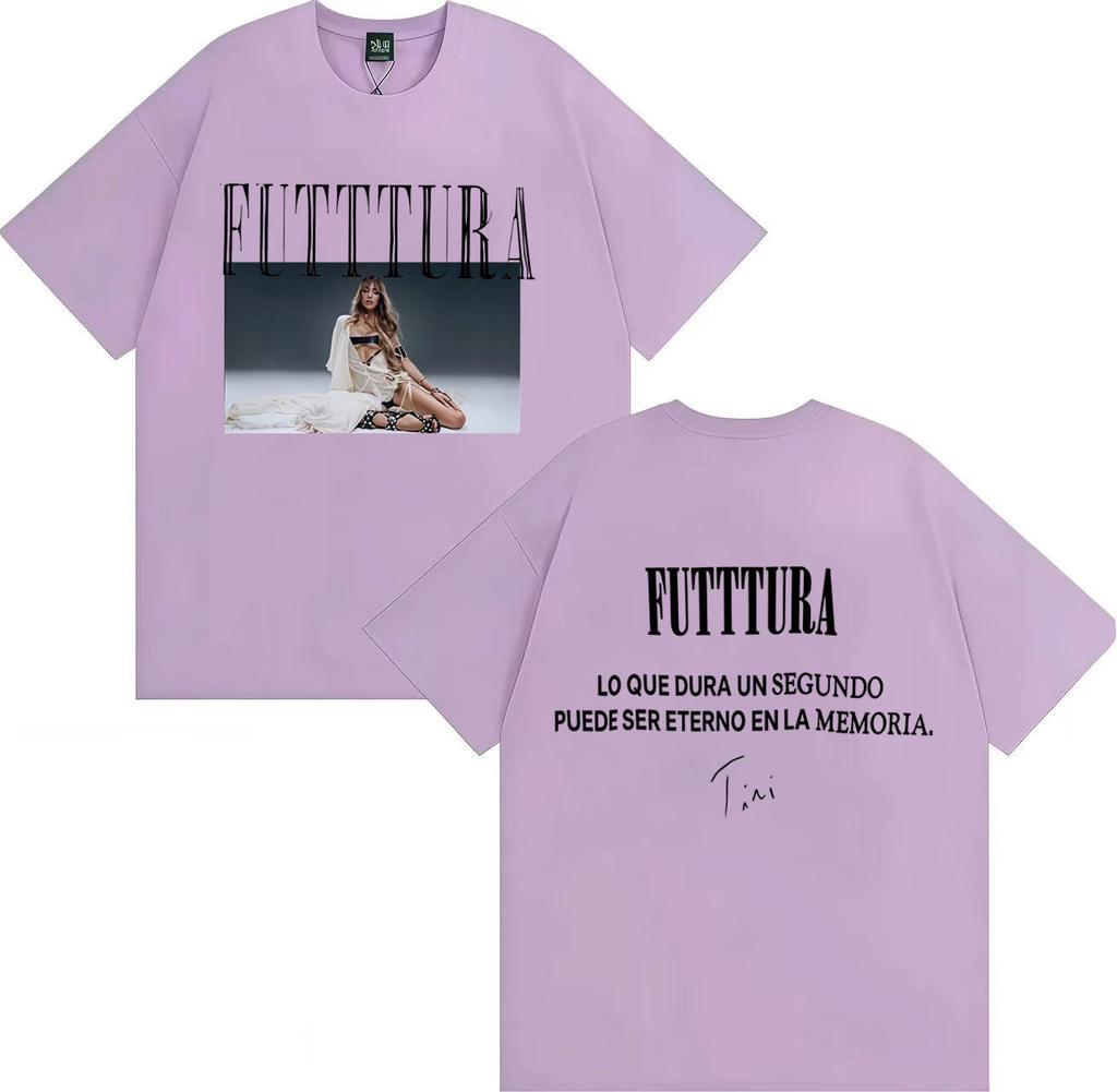 Hot Singer TINI Futttura 2025 Tour Merch Double Sided Print Aesthetic Y2K Short Sleeve Tshrit Mens Hip Hop Casual Hot Sale Tees