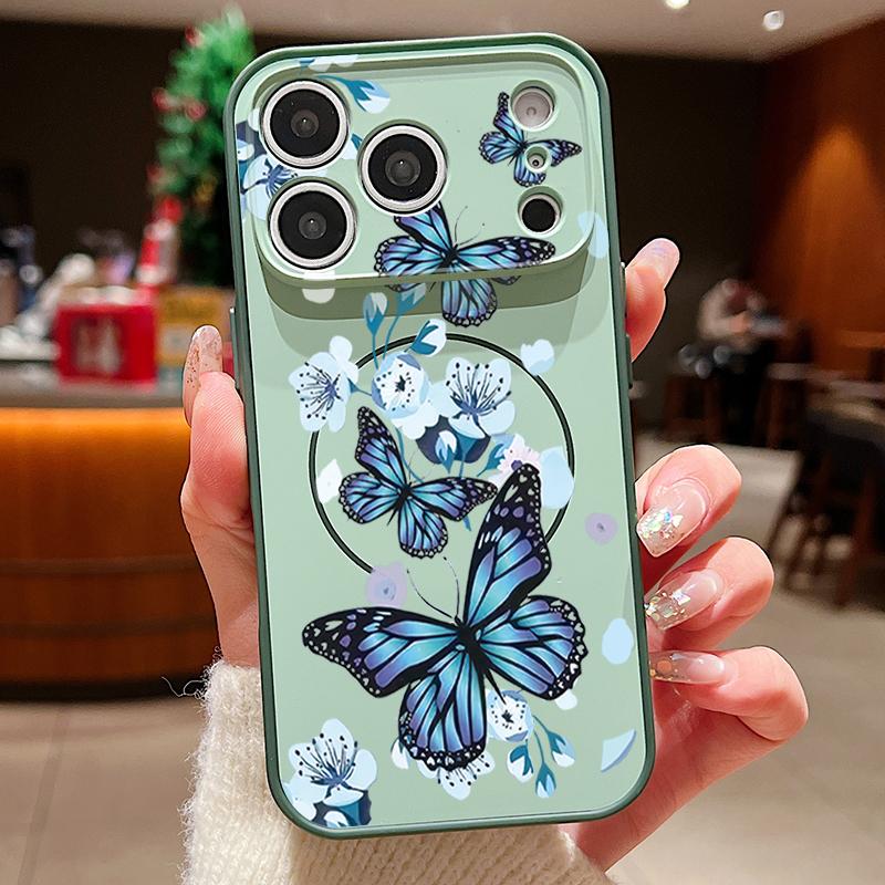 Butterfly Flowers Pattern Case For iPhone 17 Pro Max Magnetic For Magsafe Hybrid Slim Matte Cover For iPhone 16 15 14 13 Pro Max