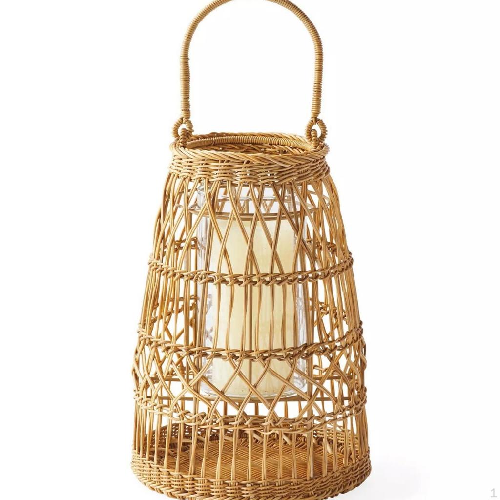 Candle Lantern Decorative Rattan Coastal for Porch