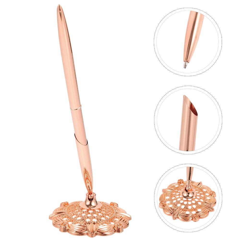 Wedding Decor Reception Desk Pen Attached Base Metal Pen Stand Holder  Guest Book