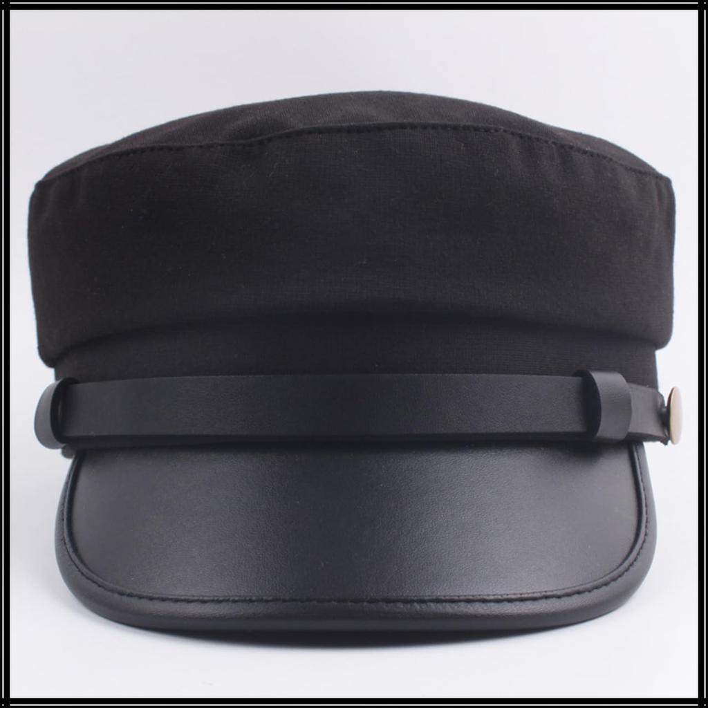 Marine Cap Leather Newsboy Cap Black Hat for Going Out Travel Men Women CZ199 [White Fang] (Gray)