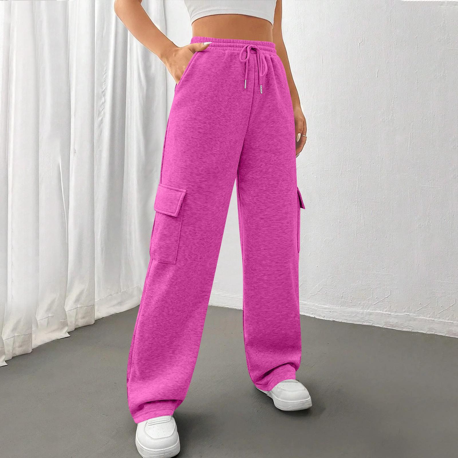 Women s Casual, Stylish, Loose-fitting, Sporty Drawstring Waist Wide-leg Pants L
