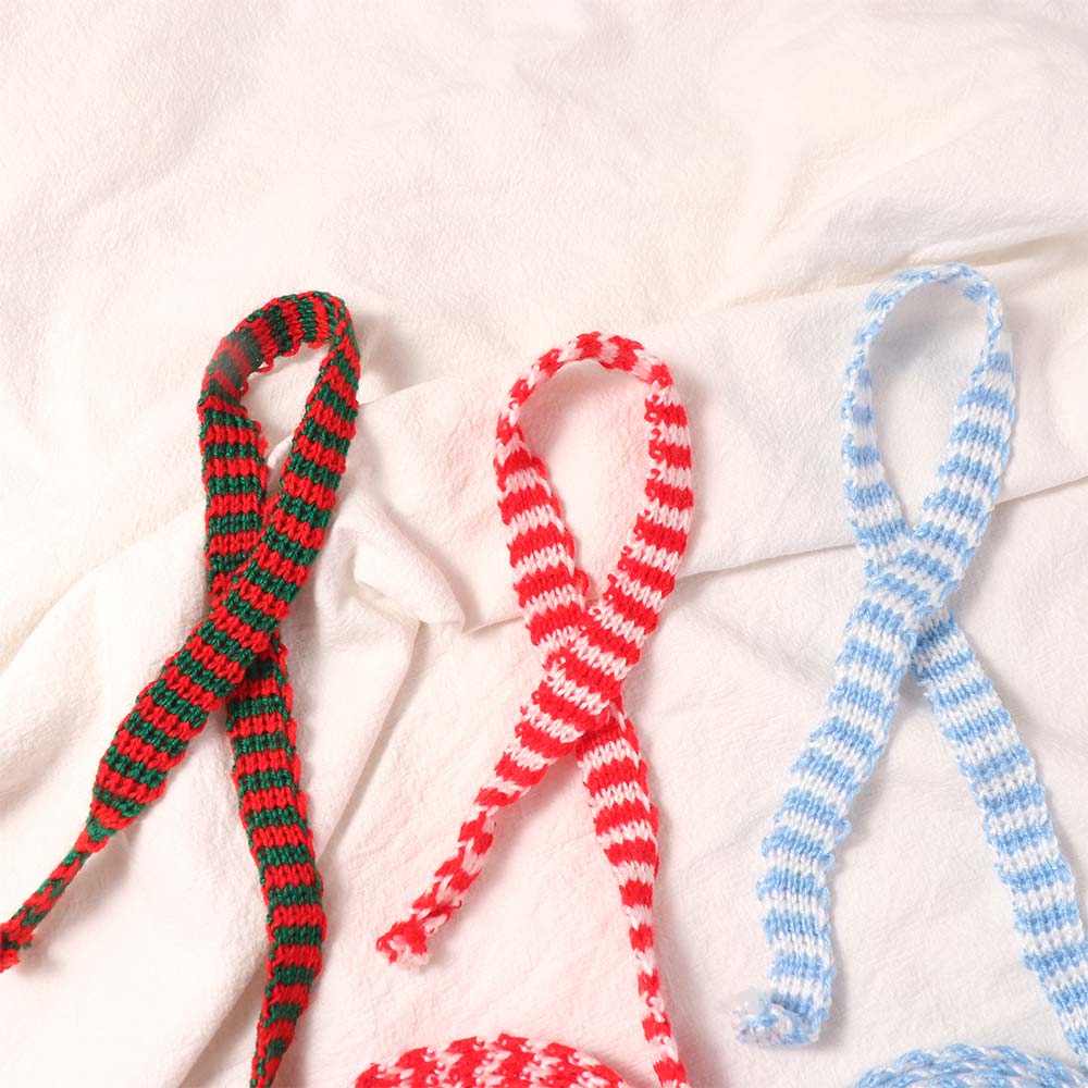 Handmade Woolen Yarn Ribbon Classical Stripe Ribbon Christmas Knitting Ribbon Christmas Decoration