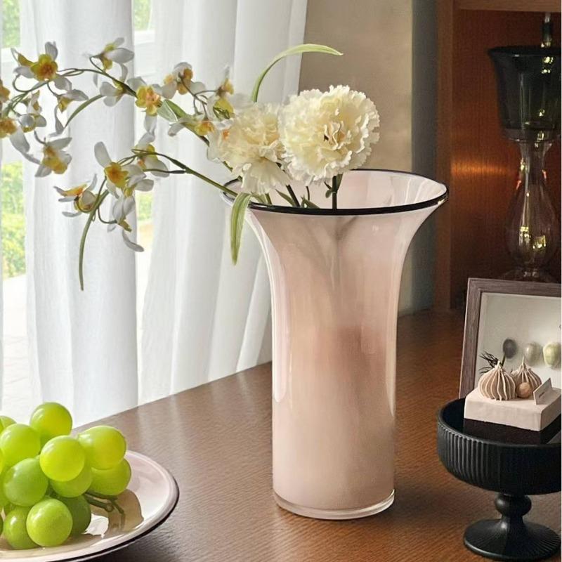 Modern Glass Vase Living Room Desktop Flower Vase Balcony Large Caliber Storage Flower Bottle Simple Home Decoration Accessories