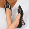 Leather Shoes Autumn New Pointed Toe Shallow Mouth Rhinestone Buckle Slip-on Low-top Single Shoes
