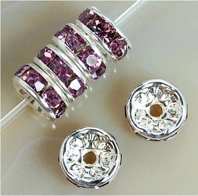 100 sztuk 4/6/8/10mm Metalowe Koraliki Kryształowe Cyrkonie Rondelle Koraliki Dystansowe Do Tworzenia Biżuterii Bransoletka Naszyjnik Akcesoria DIY