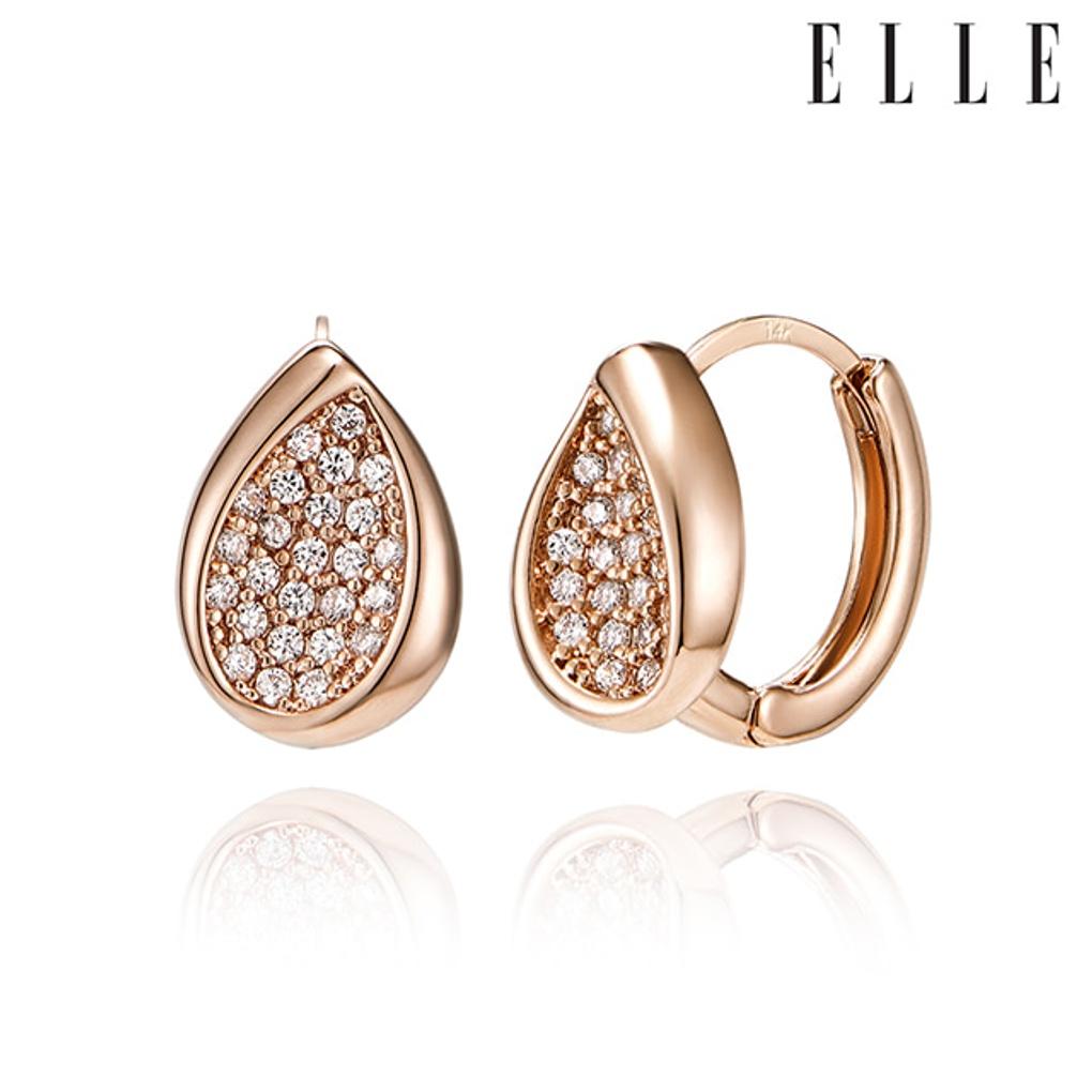 14K Water Drop Point One-Touch Earrings (Gold Pin) ELGPEE409