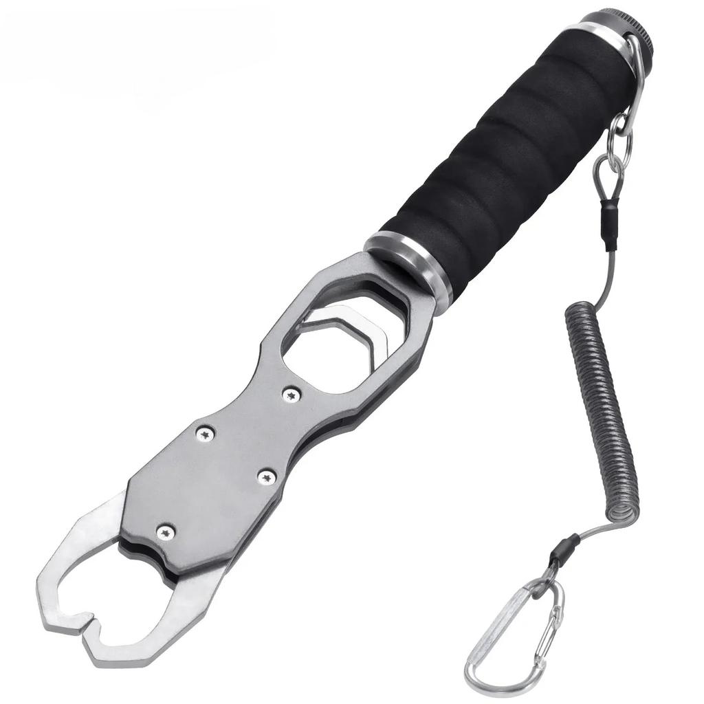 Nuovi Pinze Impugnatura Pesca in Lega di Alluminio Accessori Dispositivo di Controllo Pesci con Bilancia 18kg Bilancia a Molla Rotazione 360° Strumento di Presa Regolabile Acqua Salata