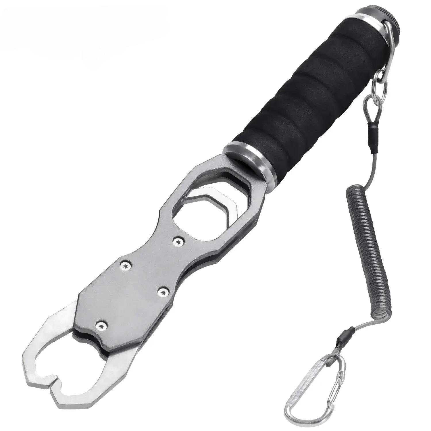 

New Aluminum Alloy Fishing Grip Pliers Accessories Fish Control Device with Scale 18kg Spring Scale 360 ° Rotation Adjustable Grabber Tool Seawater