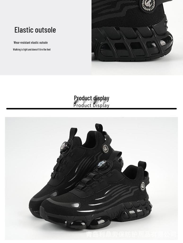 Summer Men's Breathable Safety Shoes: Anti-Smash, Anti-Puncture, Anti-Slip, Wear-Resistant, Fashionable with Rotating Button.