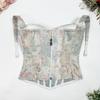 New Chinese Style Oil Painting Jacquard Shapewear Women Back Zipper Waist Slimming Daily Wear