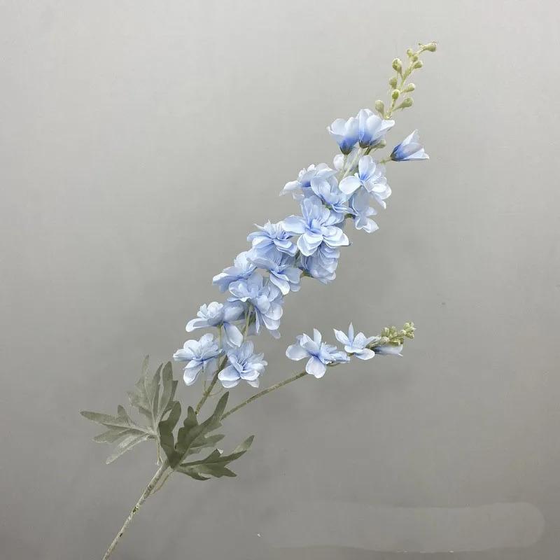 Artificial New Flowers Delphinium Flower Branch Fake Leaf Wedding Decoration Outdoor DIY For Home Decorative Vase Accessories