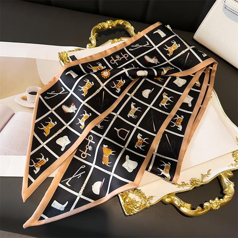 Scarf, Long Silk Scarf, Versatile Silk Scarf, Double-Layer Simulated Silk, Diagonal Scarf, Autumn And Winter Hair Binding And Scarf